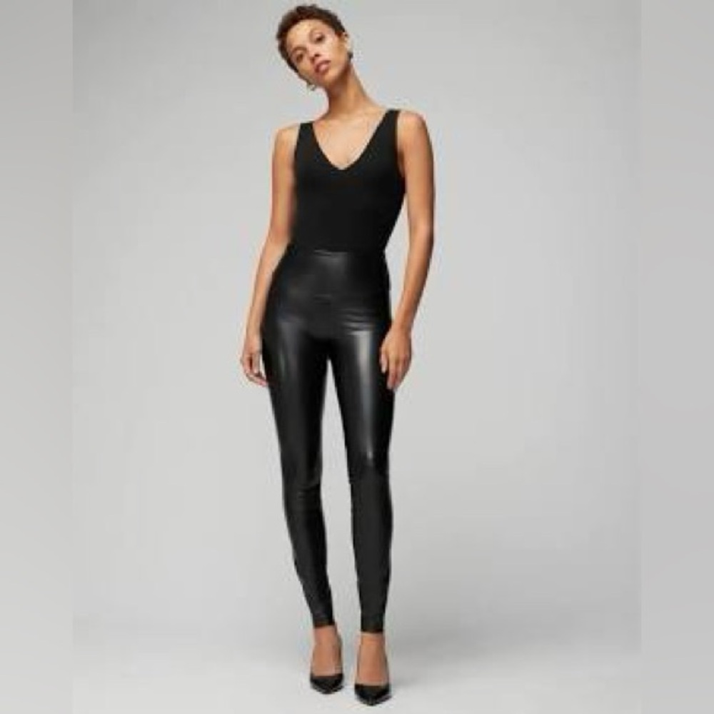 White House Black Market Faux Leather Black Runway Legging